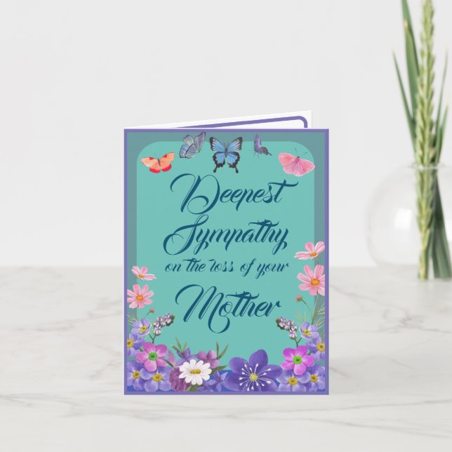 Remerciements Carte Message De Condolence Florale Pour Perte De  (Devant)