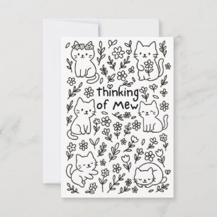 Remerciements Carte minimale de chat doodle pour penser à vous