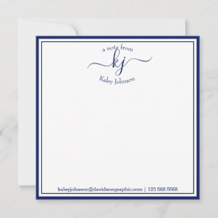 Remerciements Carte Monogrammé Marine Blanc Du Bureau De Note