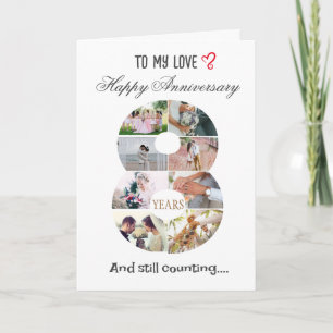 Remerciements carte photo d'anniversaire de 8 ans pour Mariage