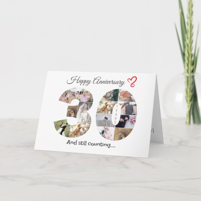 Remerciements Carte photo de l'anniversaire du Mariage de trente (Devant)