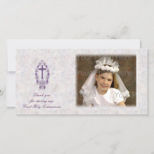 Remerciements Carte photo de l'Merci religieux croisé pourpre