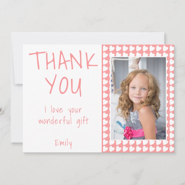 Remerciements Carte photo de remerciement d'anniversaire Fille C (Devant)