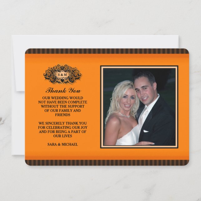 Remerciements Carte photo de remerciement - Orange et Noir (Devant)