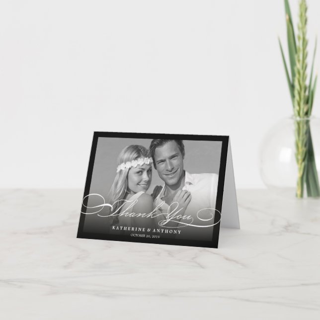 Remerciements Carte photo élégant simple de mariage de manuscrit (Devant)