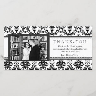 Remerciements Carte photo noir et blanc de damassé moderne de