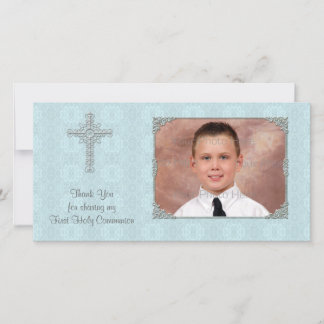 Remerciements Carte photo religieux de la dentelle bleue