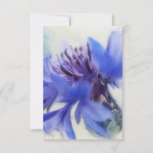 Remerciements Carte plate artistique Fleur bouton de Bleuet