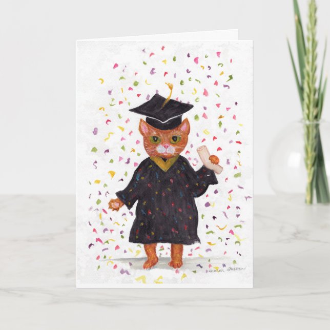 Remerciements Carte pliée de graduation de chat (Devant)