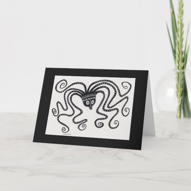 Remerciements Carte pliée de pieuvre inspirée de la Grèce mycéni (Devant)
