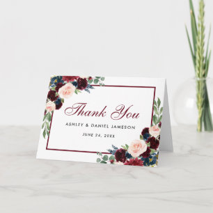 Remerciements Carte pliée de remerciement de mariage Floral Bour