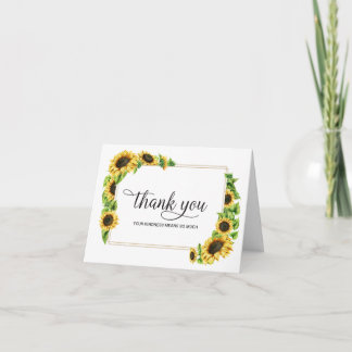 Remerciements Carte pliée de remerciement mémorial Tournesol Sym