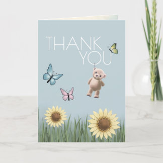 Remerciements Carte pliée de remerciement pour bébé ourson tourn