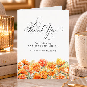 Remerciements Carte pliée Fleur du mois de naissance Novembre po