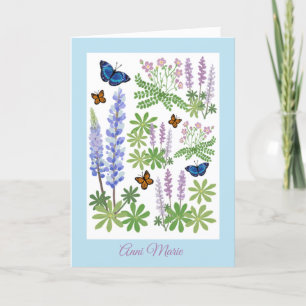 Remerciements Carte pliée fleurs sauvages et papillons de la Fêt
