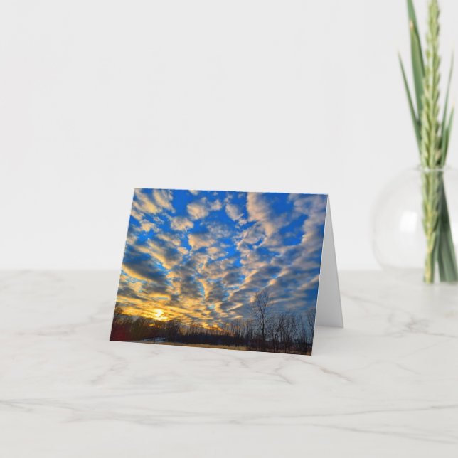 Remerciements Carte pour notes blanc couché de soleil d'hiver. (Devant)