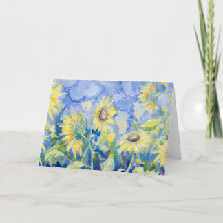 Remerciements carte pour notes blanc "Fleurs de soleil sur la ro