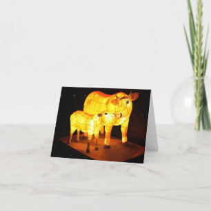 Remerciements Carte pour notes chinois des vaches de la fête des
