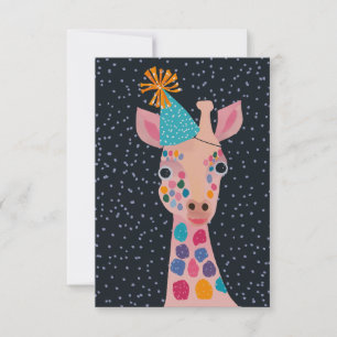 Remerciements Carte pour notes de la Giraffe animal de fête