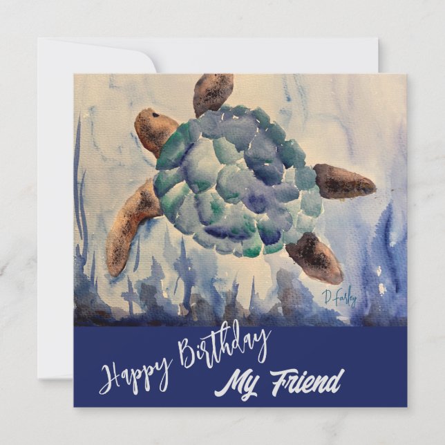 Remerciements Carte pour notes de tortue aquarelle (Devant)