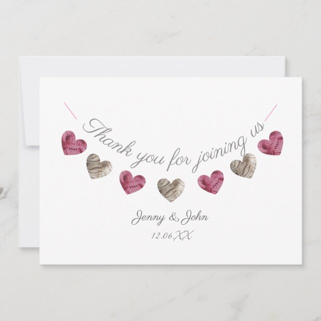 Remerciements Carte rose d'anniversaire de mariage de coeur de (Devant)