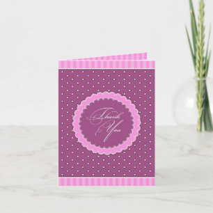Remerciements Carte rose violet de remerciement Polka