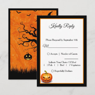 Remerciements Carte RSVP Citrouille de mariage effrayant Hallowe