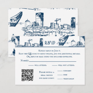 Remerciements Carte RSVP de Boston Toile Navy
