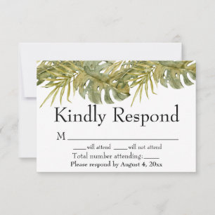 Remerciements Carte RSVP de mariage de palme Feuille tropicale