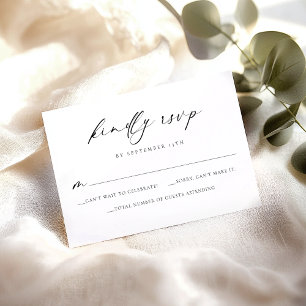 Remerciements Carte RSVP de mariage noir et blanc simple et mode
