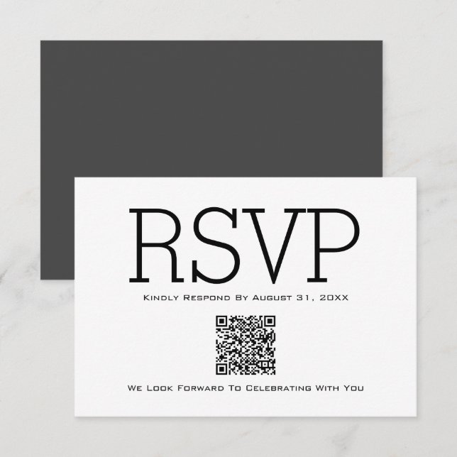 Remerciements Carte RSVP minimale de base de code QR essentiel (Devant / Derrière)