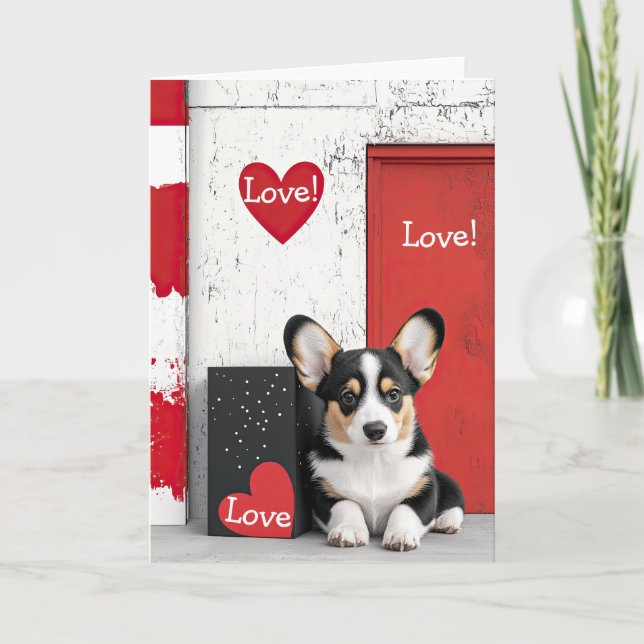 Remerciements Carte Valentine pour chien de Corgi (Devant)