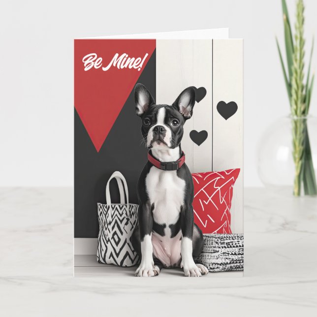 Remerciements Carte Valentine Terrier de Boston (Devant)