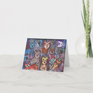 Remerciements Carte vierge 10 chats colorés pour les amoureux de