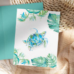 Remerciements Carte vierge tortue de mer aquarelle<br><div class="desc">Les notes de remerciement tropicales vous permettent d'exprimer votre gratitude avec élégance. Le devant présente ma tortue de mer originale à l'aquarelle avec des feuilles de monstera palm. Personnalisez l'intérieur avec un message personnalisé ou laissez-le vierge pour écrire votre note personnelle à la main. Conçues pour coordonner avec ma collection...</div>