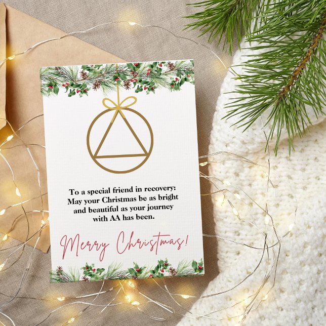 Remerciements Carte Xmas Sober Support, Carte de voeux Sobriety (sobriety support alcoholics anonymous christmas card)
