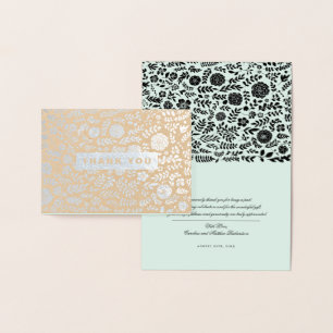 Remerciements. Cartes de mariage Mint Black Real F