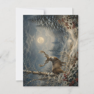 Remerciements Cerf hivernal au clair de lune dans la carte de la