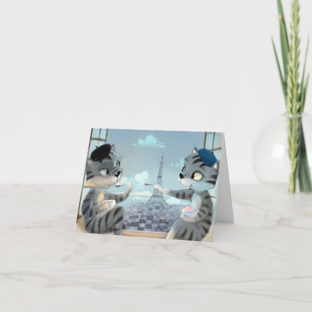 Remerciements Chats & Tour Eiffel – Carte de Paris sans texte (Devant)