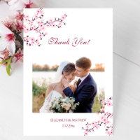 Cherry Blossom Mariage photo Carte de remerciement