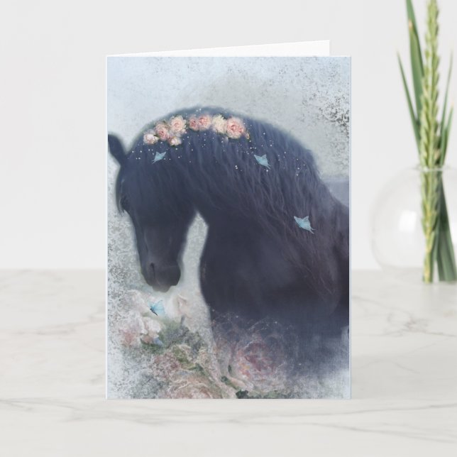 Remerciements Cheval noir - Carte de voeux (Devant)