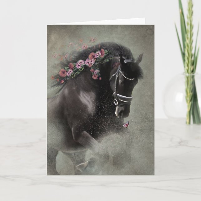 Remerciements Cheval noir - Carte de voeux (Devant)