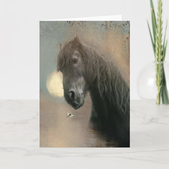 Remerciements Cheval noir - Carte de vœux (Devant)