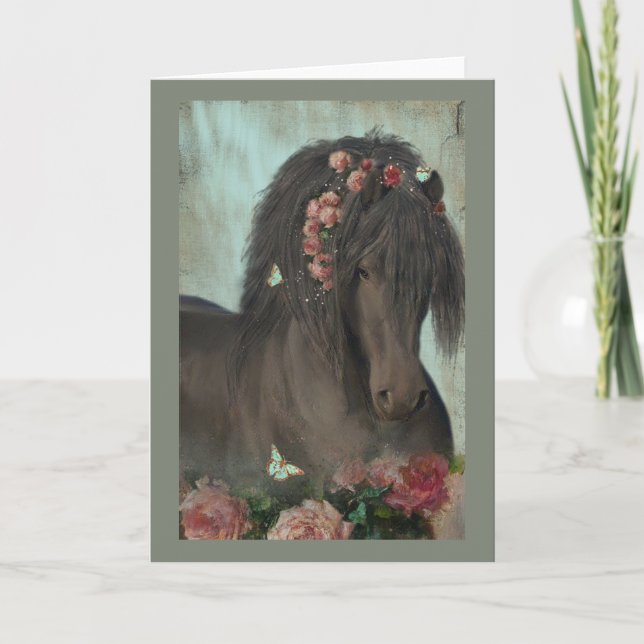 Remerciements Cheval noir - Carte de voeux (Devant)