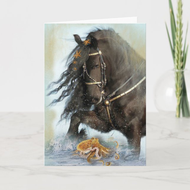 Remerciements Cheval noir - Carte de voeux (Devant)