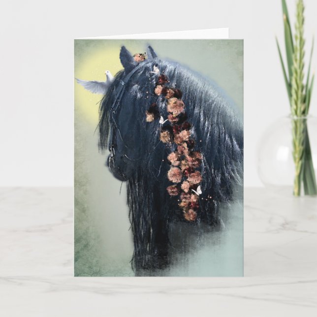 Remerciements Cheval Noir - Carte de Vœux (Devant)