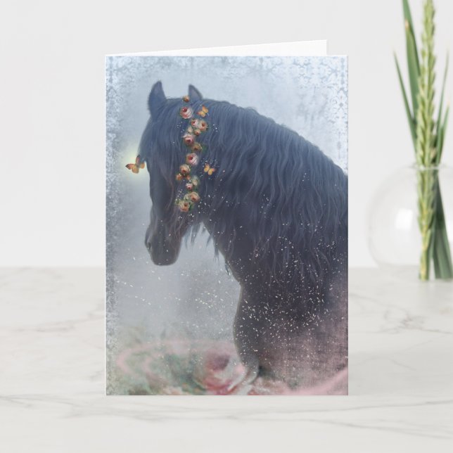Remerciements Cheval noir - Carte de voeux (Devant)