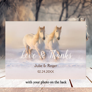 Remerciements Chevaux d'hiver Mariage photo Carte de remerciemen