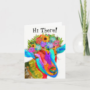 Remerciements Chèvre mignonne et colorée Bonjour carte de voeux