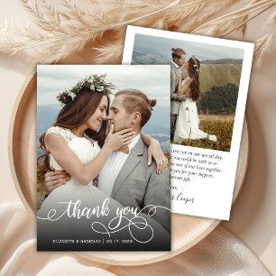 Remerciements Chic Boho Script Mariage photo Carte de remercieme